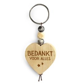 Houten sleutelhanger - Bedankt