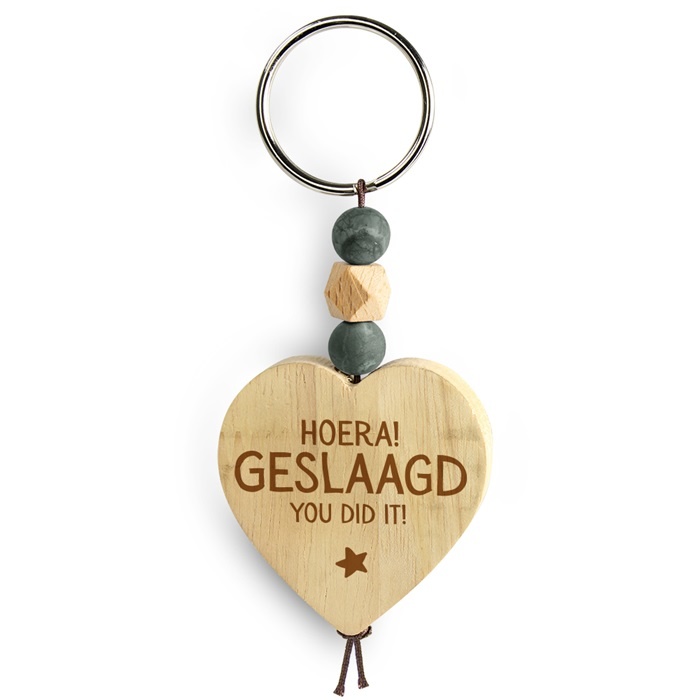 Houten sleutelhanger - Geslaagd