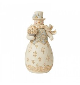 Jim Shore Holiday Lustre Snowman with Poinsettia
