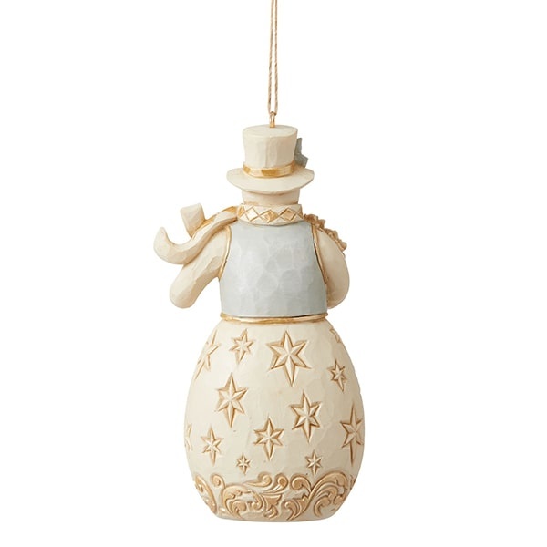 Jim Shore Holiday Lustre Snowman with Poinsettia hanging ornament