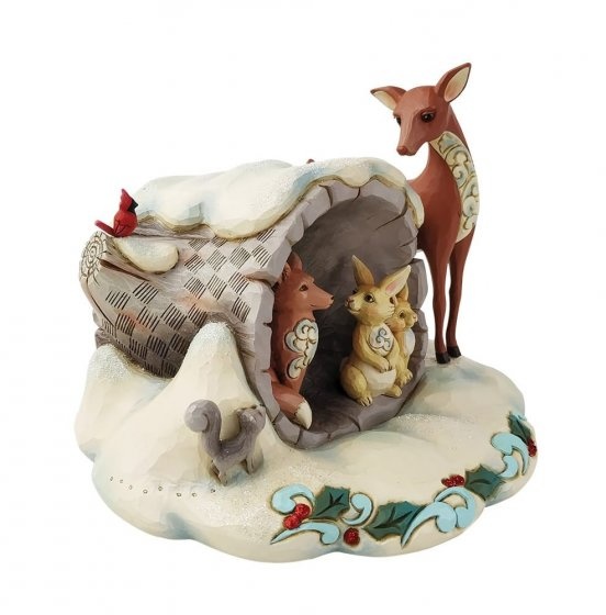 Jim Shore Winter Wonderland Hollow Log with Animals