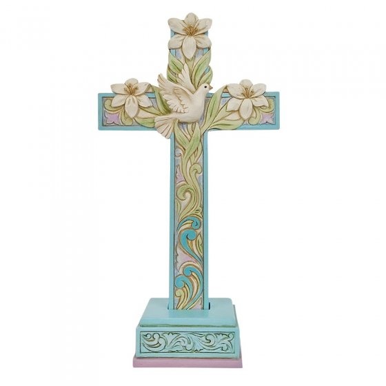 Jim Shore Cross with Lilies and Dove