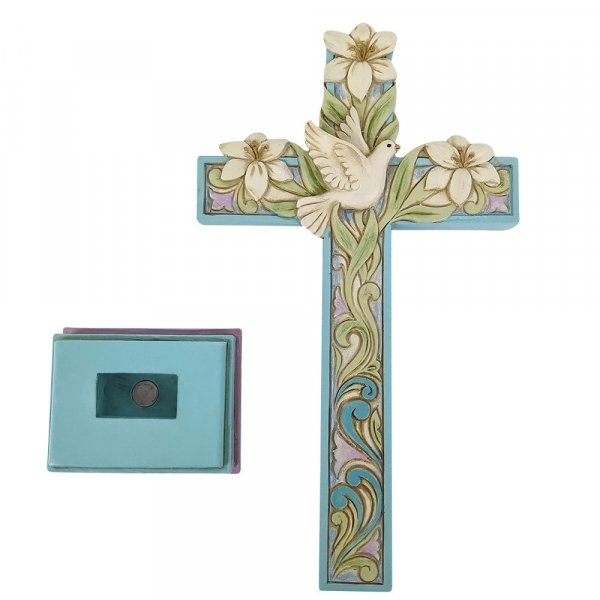 Jim Shore Cross with Lilies and Dove