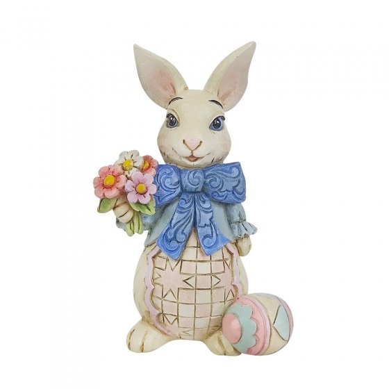 Jim Shore mini Bunny with Bow and Flowers - paashaas