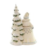 White Woodland Santa with Tree - kerstman