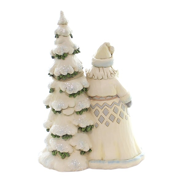 White Woodland Santa with Tree - kerstman