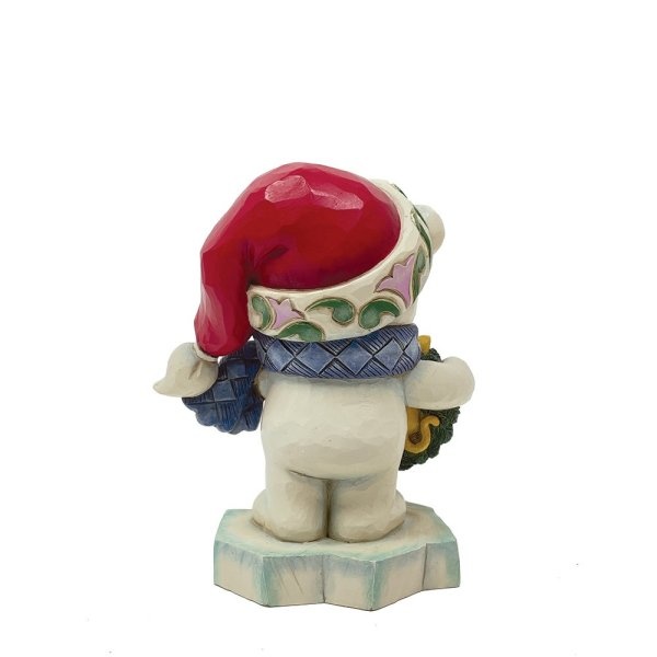 Jim Shore Bear with Kitten in Wreath pint sized kerstbeeldje