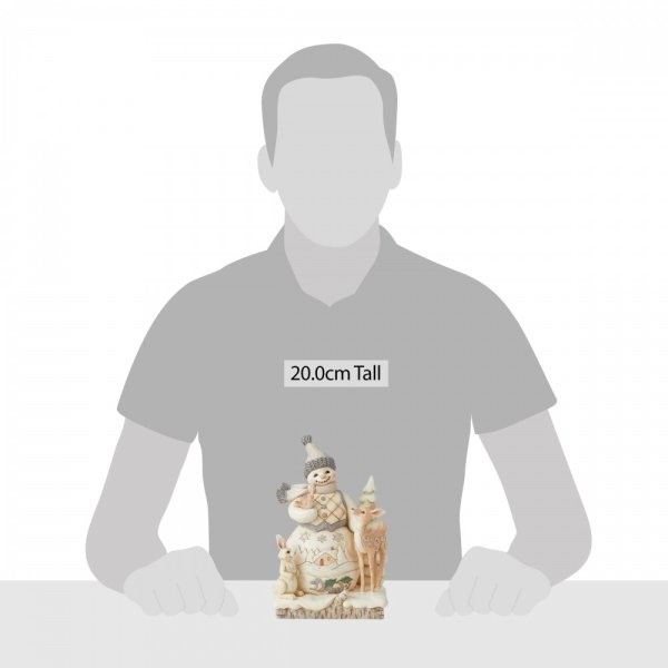 Jim Shore White Woodland Snowman with Woodland Animals