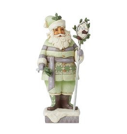 White Woodland Santa with Cane