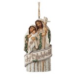 Jim Shore White Woodland Holy Family Hanging Ornament