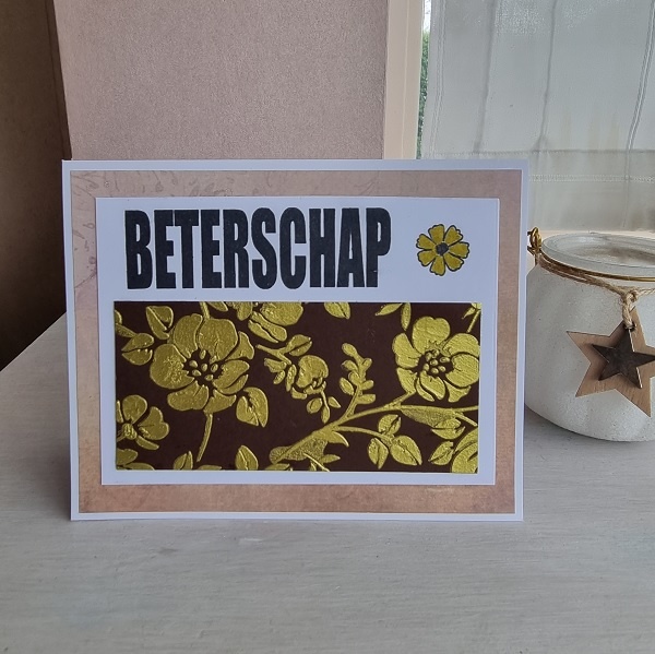 Wenskaart - beterschap (gouden bloemen)