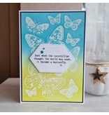 Wenskaart - caterpillar, butterfly (rups, vlinder)