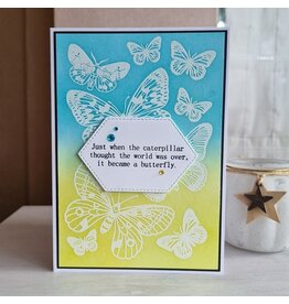 Kaart - caterpillar, butterfly (rups, vlinder)