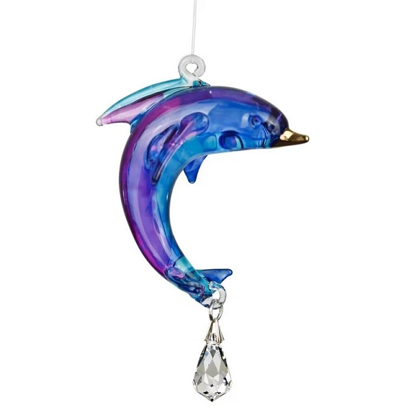 Suncatcher dolfijn van glas en kristal