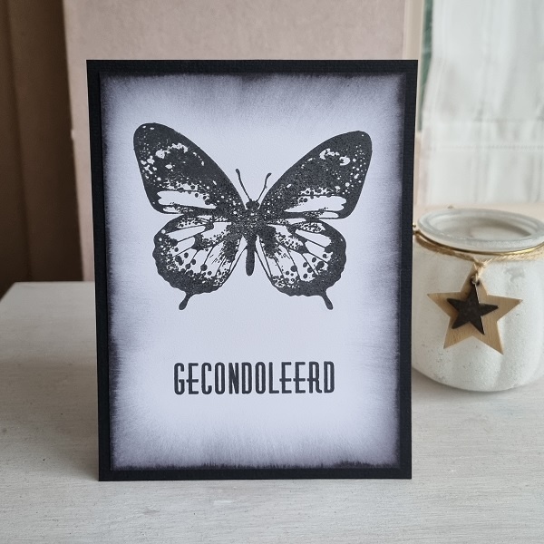 Wenskaart - gecondoleerd (grote vlinder)