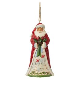 Santa with Cardinals Hanging Ornament