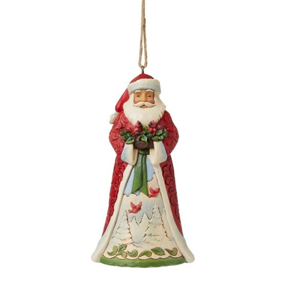 Jim Shore Santa with Cardinals Hanging Ornament - kersthanger