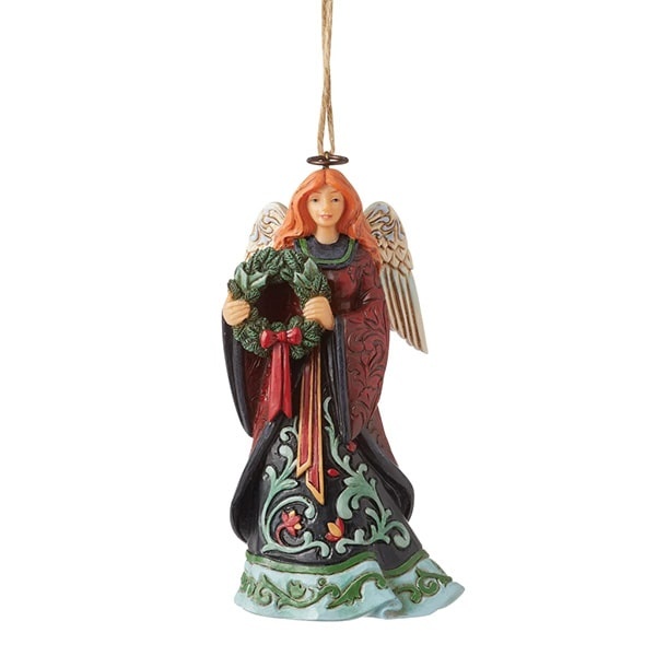 Jim Shore Holiday Manor Christmas Angel with Wreath - kersthanger