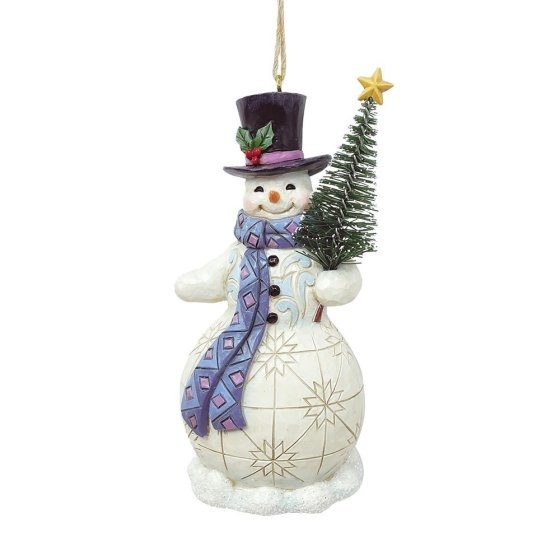 Jim Shore Snowman with Tree Hanging Ornament - kersthanger