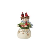 Jim Shore Mini Snowman with cardinal nest on head