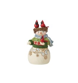 Jim Shore Mini Snowman with cardinal nest on head