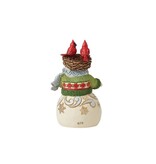 Jim Shore Mini Snowman with cardinal nest on head