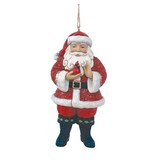 Jim Shore Santa Holding Cardinal Hanging Ornament - kersthanger