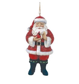 Santa Holding Cardinal Hanging Ornament