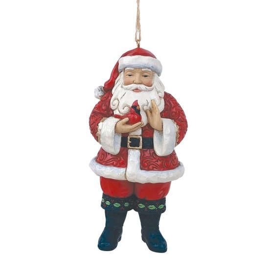 Jim Shore Santa Holding Cardinal Hanging Ornament - kersthanger