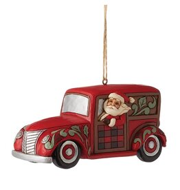 Highland Glen Santa Wooden Wagon ornament