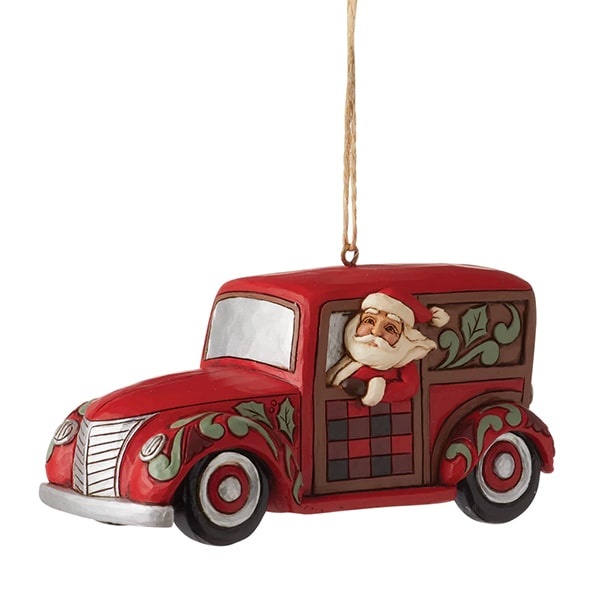 Highland Glen Santa in Wooden Wagon ornament