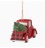 Jim Shore Highland Glen Santa Plaid Red Truck Ornament