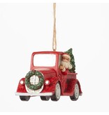 Jim Shore Highland Glen Santa Plaid Red Truck Ornament