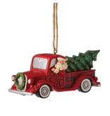 Jim Shore Highland Glen Santa Plaid Red Truck Ornament