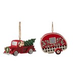 Jim Shore Highland Glen Santa Plaid Red Truck Ornament