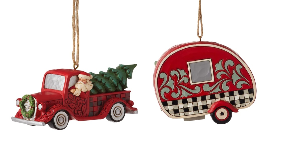 Jim Shore Highland Glen Santa Plaid Red Truck Ornament