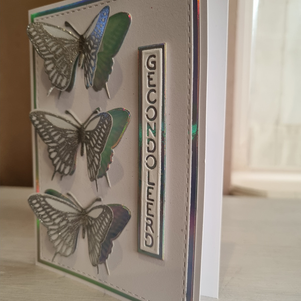 Wenskaart - gecondoleerd (3 pop-up vlinders)