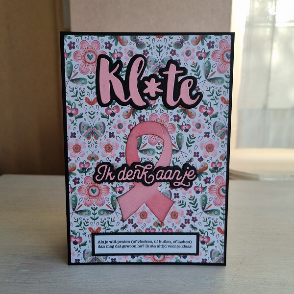 Wenskaart - Klote, ik denk aan je (pink ribbon)
