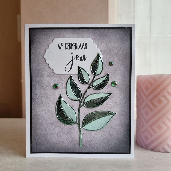 Wenskaart - We denken aan jou (bladeren)