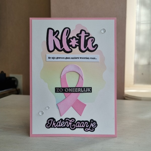 Wenskaart - Klote ,zo oneerlijk (pink ribbon)