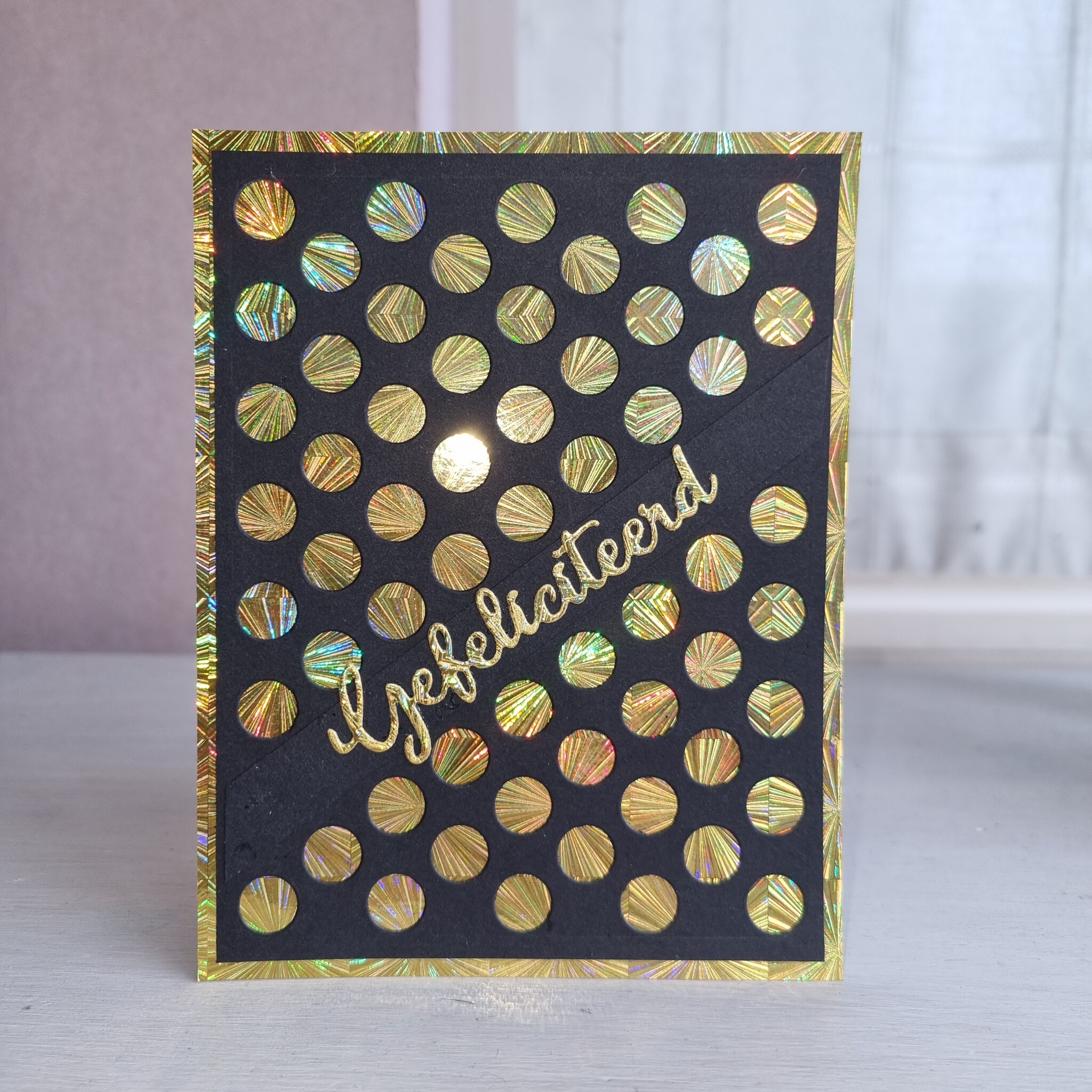 Wenskaart - Gefeliciteerd (zwart goud)