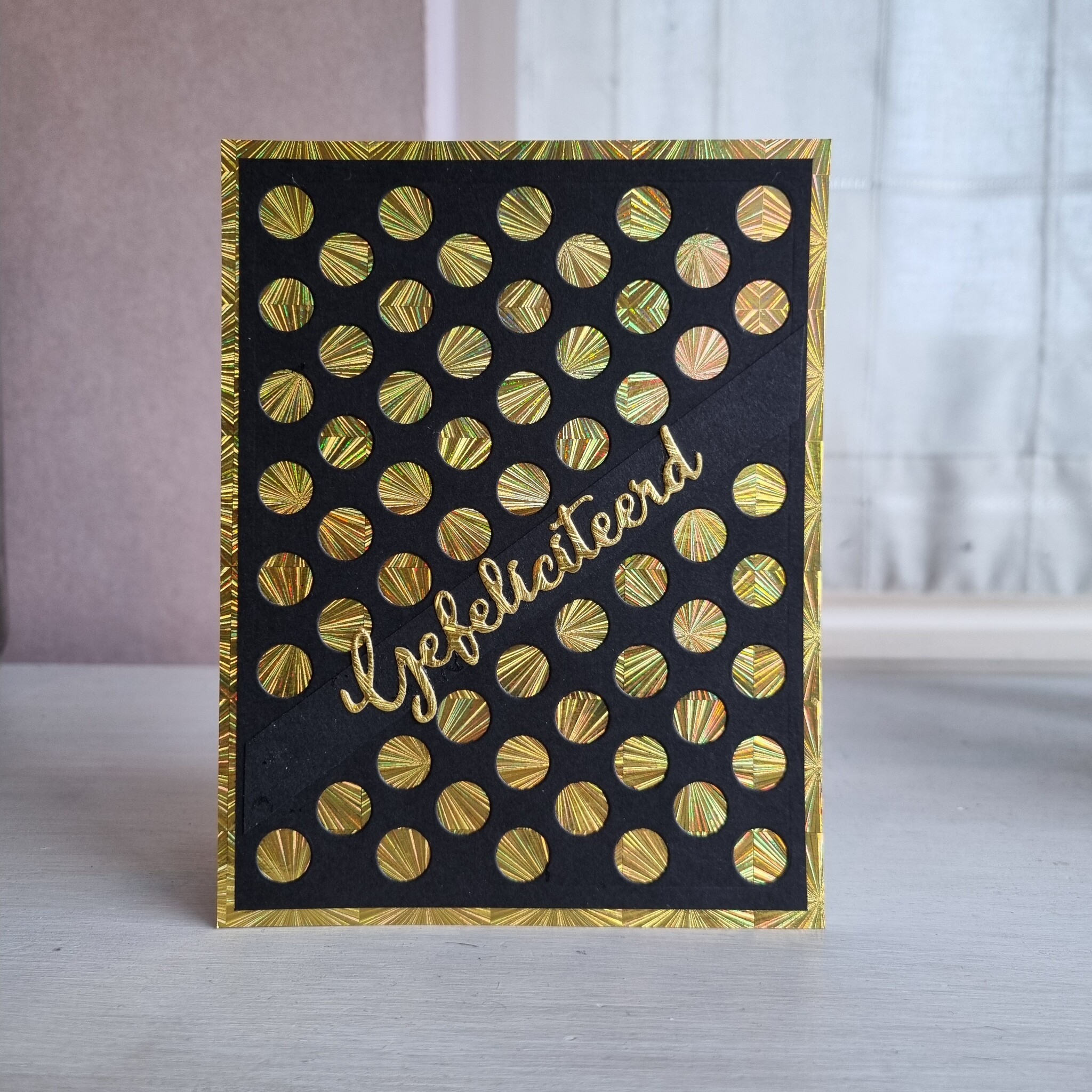 Wenskaart - Gefeliciteerd (zwart goud)