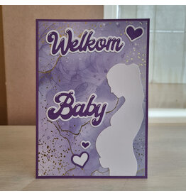Kaart - Welkom baby (paars)
