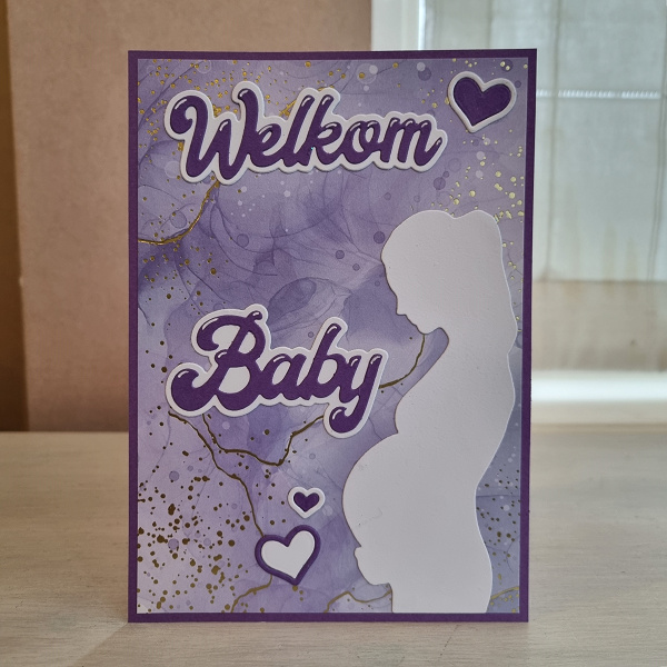 Wenskaart - Welkom baby (paars)