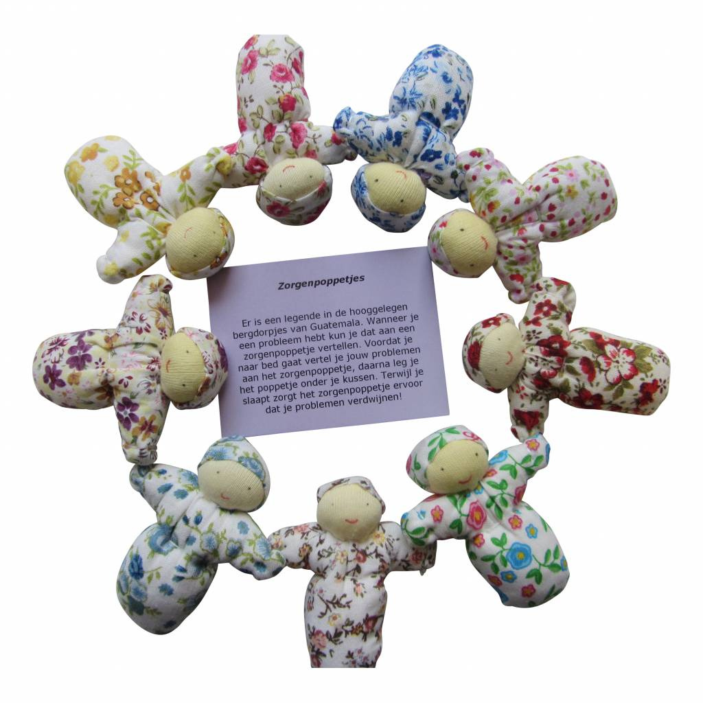 Zorgenpoppetjes (stof, handgemaakt)