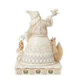 Jim Shore White Woodland Santa holding Dove and Lantern