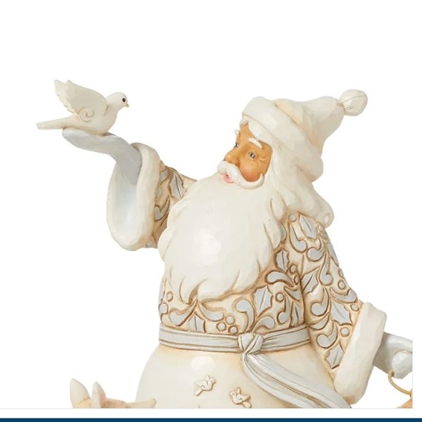 Jim Shore White Woodland Santa holding Dove and Lantern