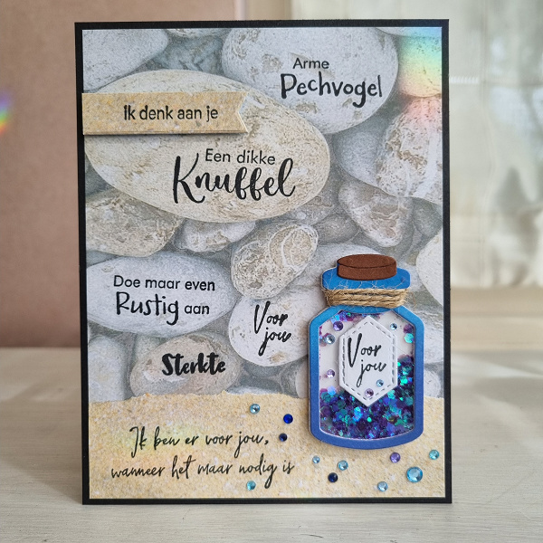 Wenskaart  -  Voor jou (schudkaart met wensflesje)