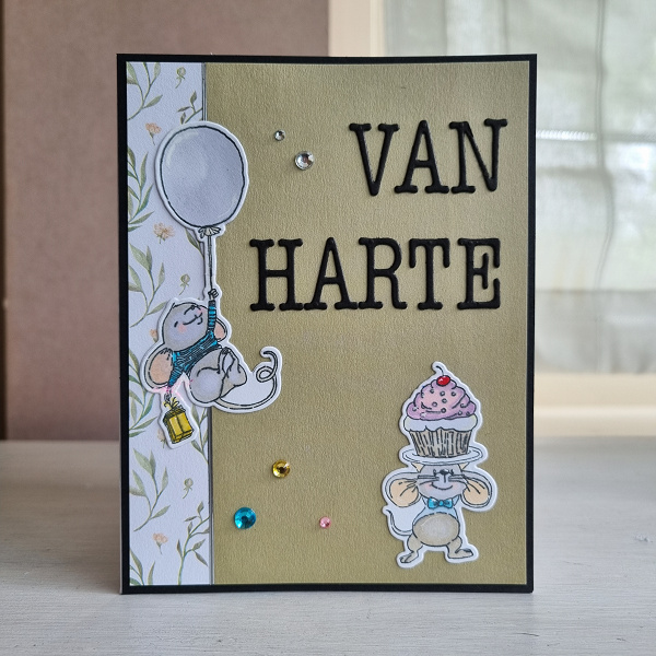 Wenskaart - van harte (muisjes)