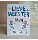 Wenskaart - Lieve meester (zelf in te kleuren!)